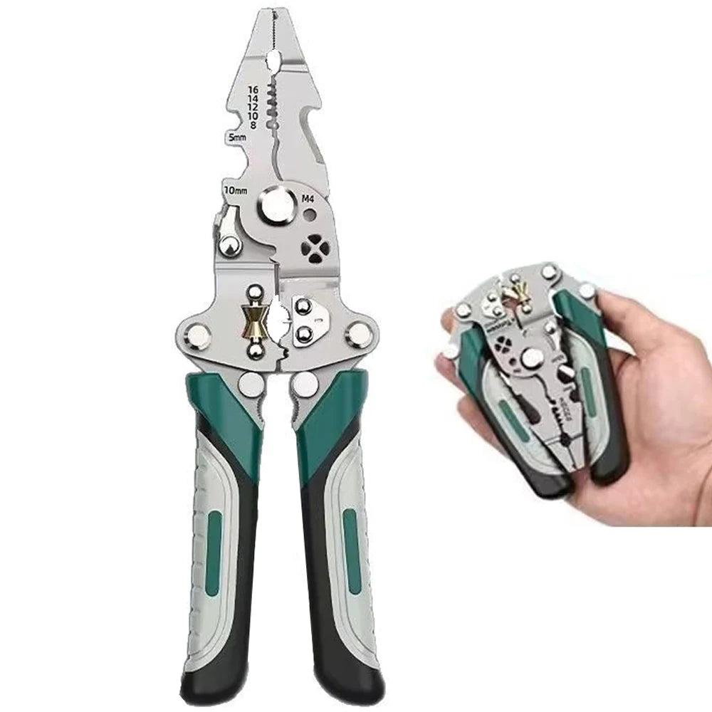 Versatile Foldable Wire Stripper: Multi-Function Crimping Tool for Electricians and DIY Enthusiasts