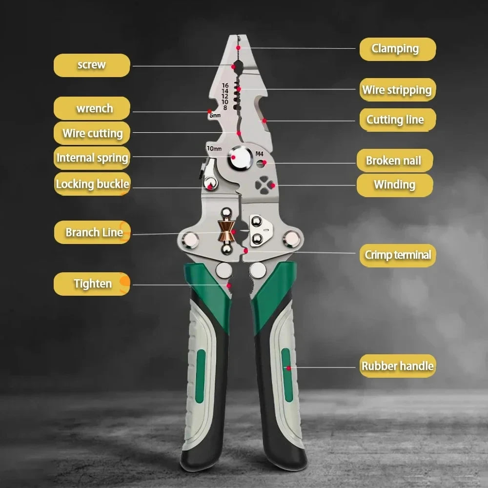 Versatile Foldable Wire Stripper: Multi-Function Crimping Tool for Electricians and DIY Enthusiasts