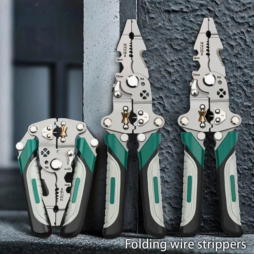 Versatile Foldable Wire Stripper: Multi-Function Crimping Tool for Electricians and DIY Enthusiasts